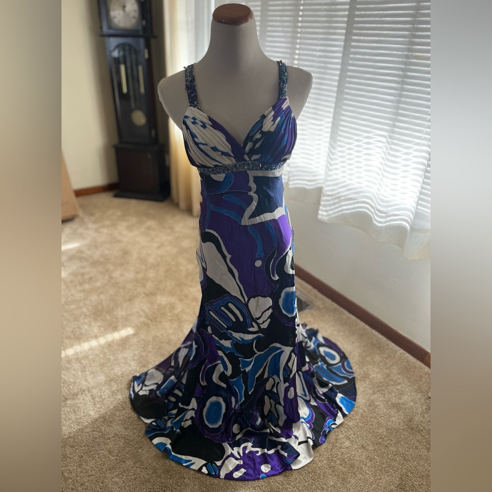 New multi color formal gown size small